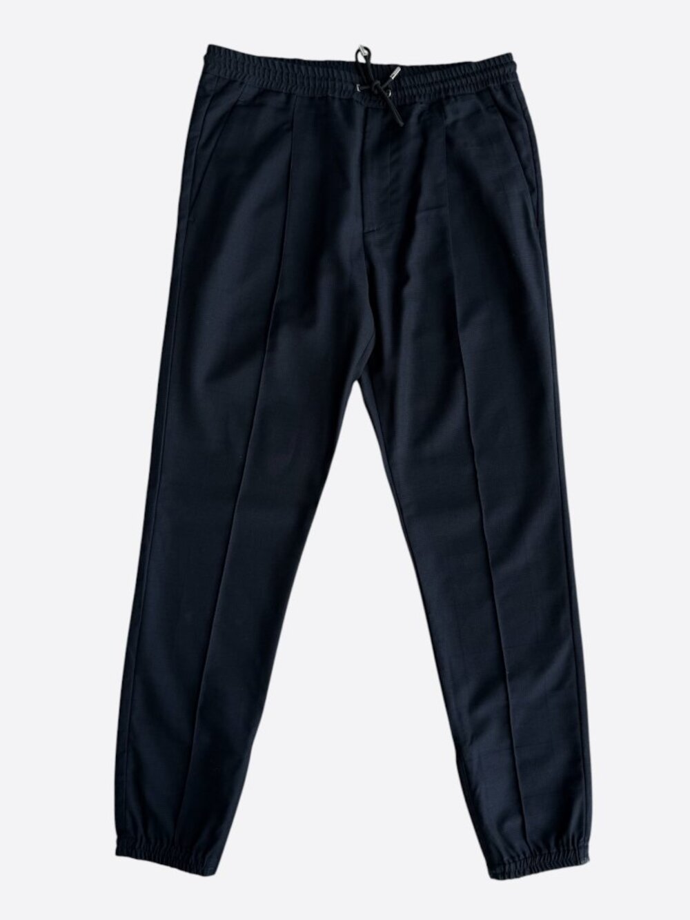 Dior Navy Pleated Wool Jogger Pants